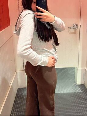 Casual Brown Wide-Leg Pants legging